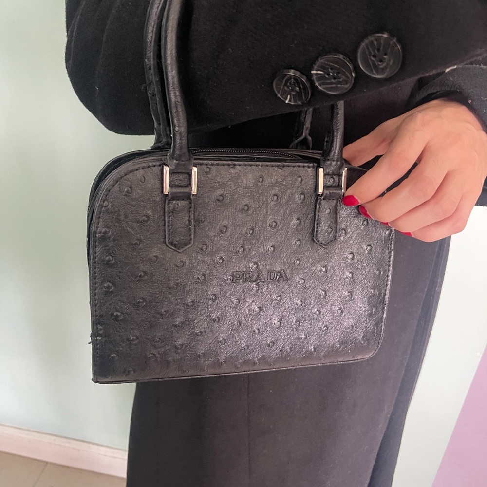 Prada Vintage Black Textured Leather Satchel - Picture 8 of 8